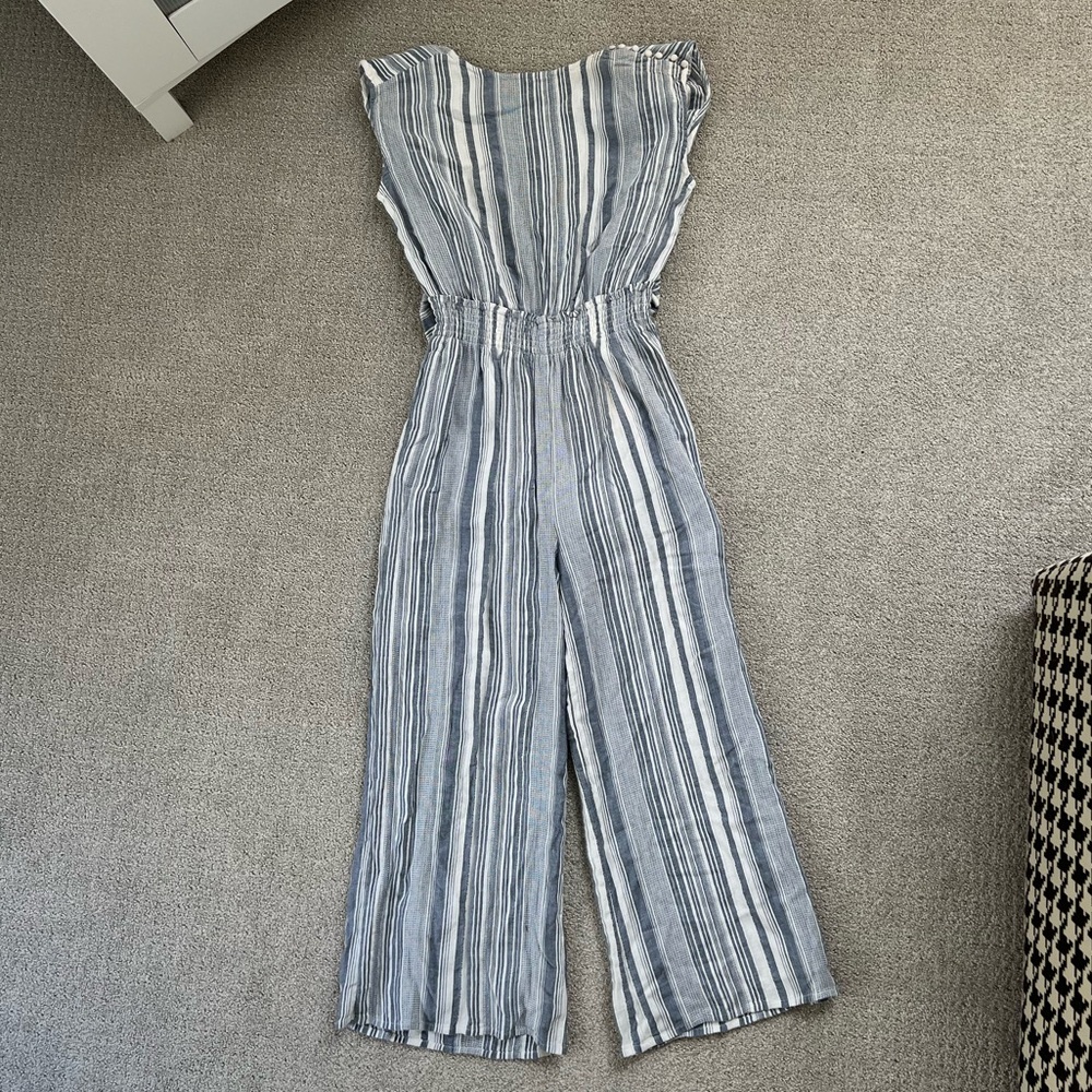 Roller Rabbit Picnic Blue and White Stripe Emanelle Jumpsuit Blue Size: Small